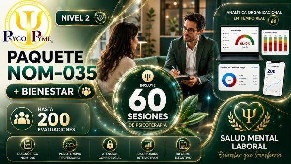Paquete NOM-035 (200 evaluaciones) + Salud Mental (60 sesiones psicoterapia)